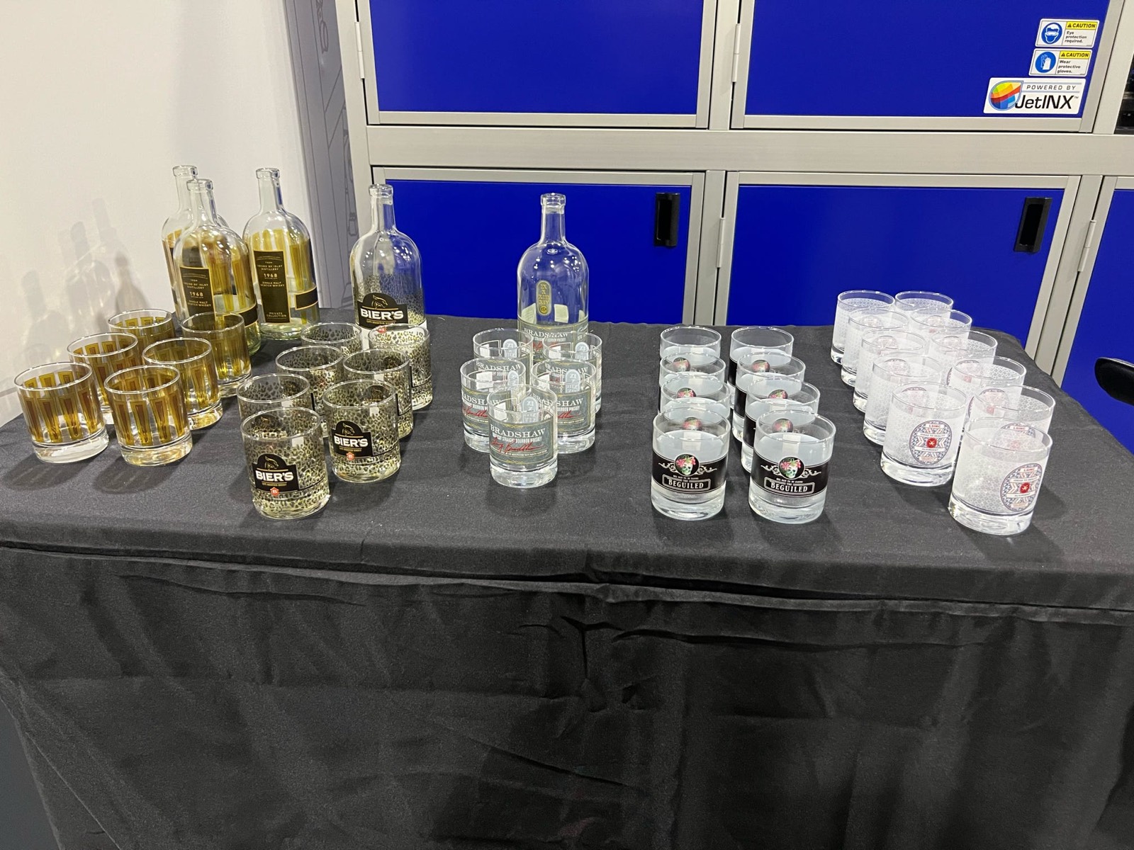 Bar & event glassware — Branded tumblers and bottles, several brands in one run