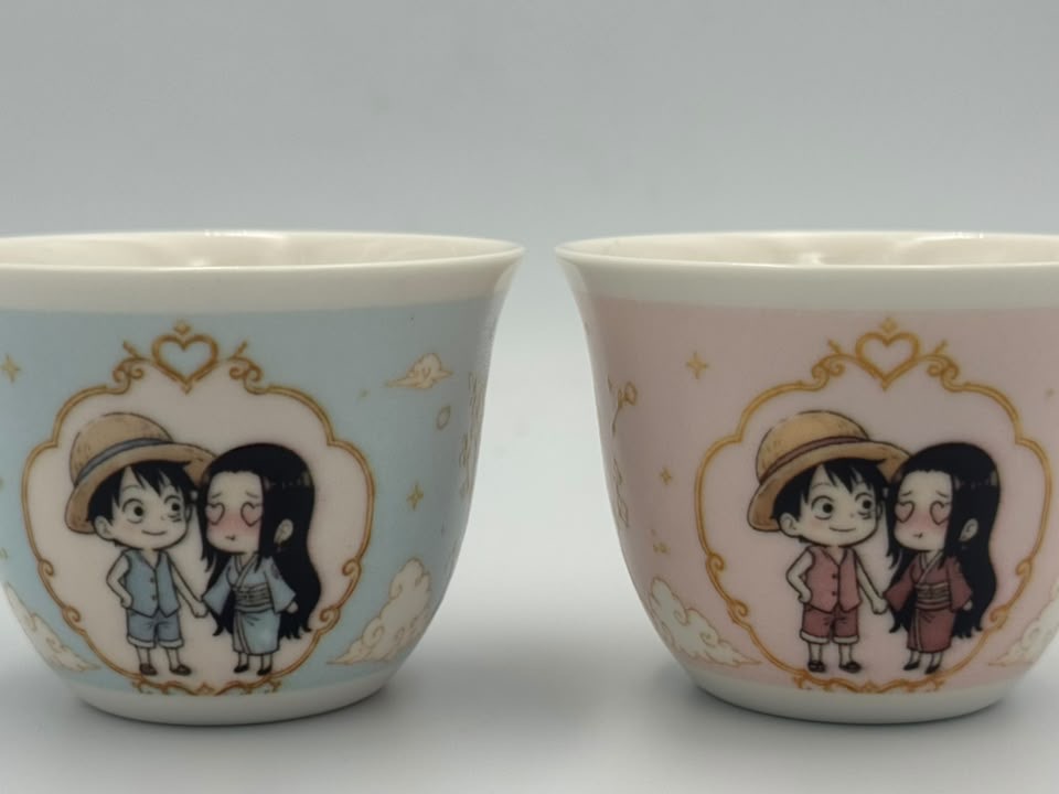 Personalised qahwa cups printed for a wedding by Sun Studio Dubai