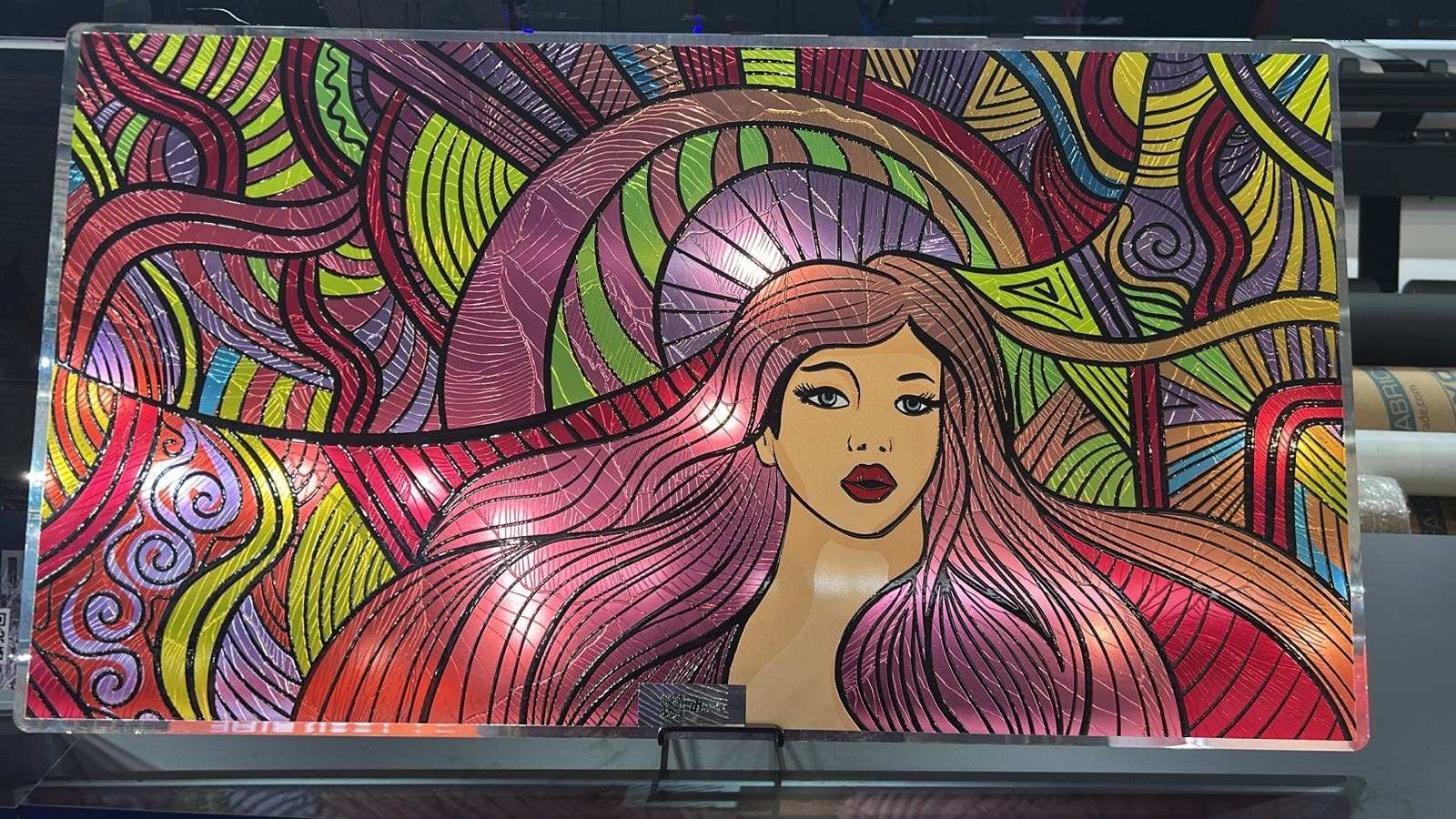 UV printing on glass in Dubai, artwork printed direct onto a glass panel
