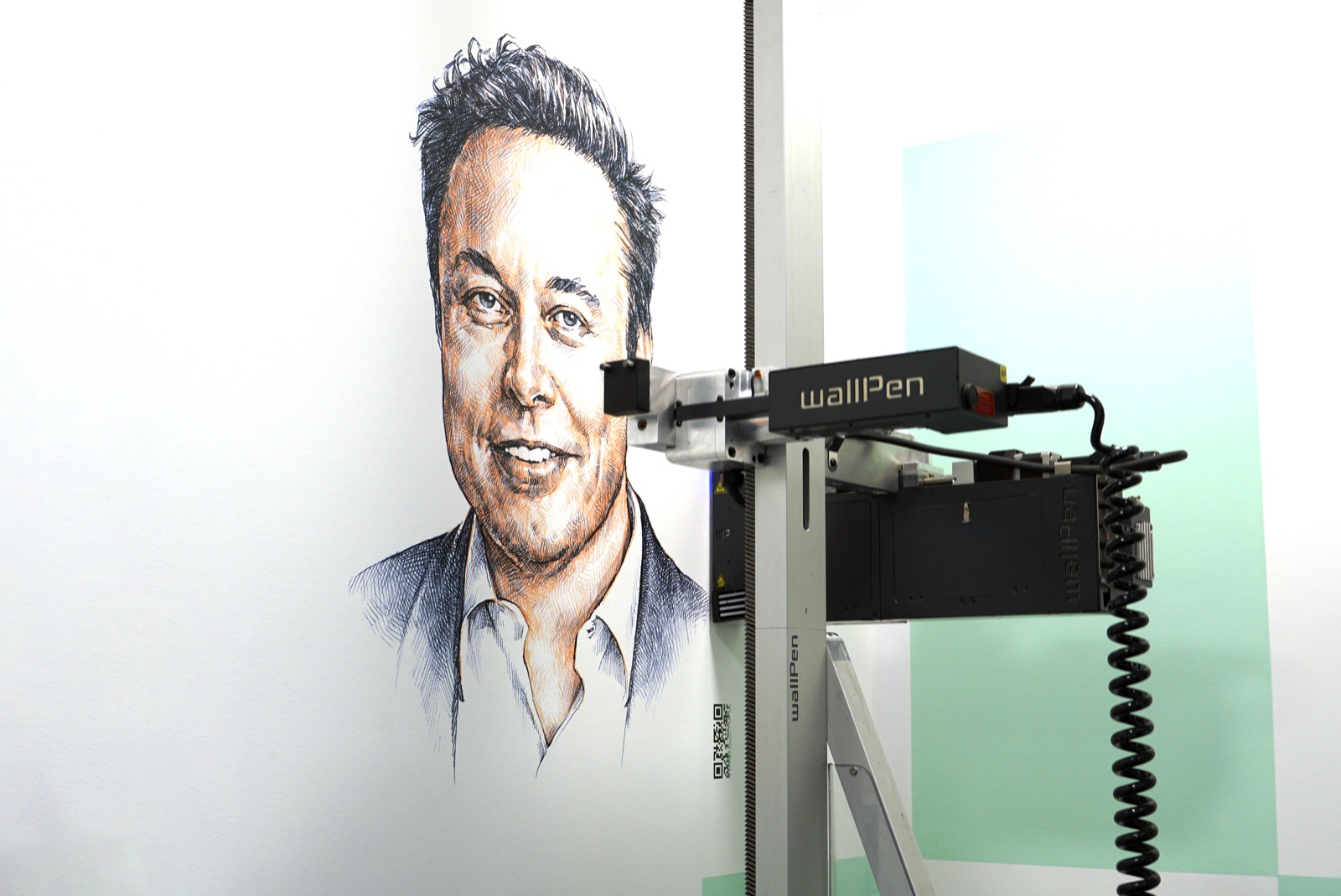 Direct to wall printing in a Dubai office, artwork printed onto the wall on site
