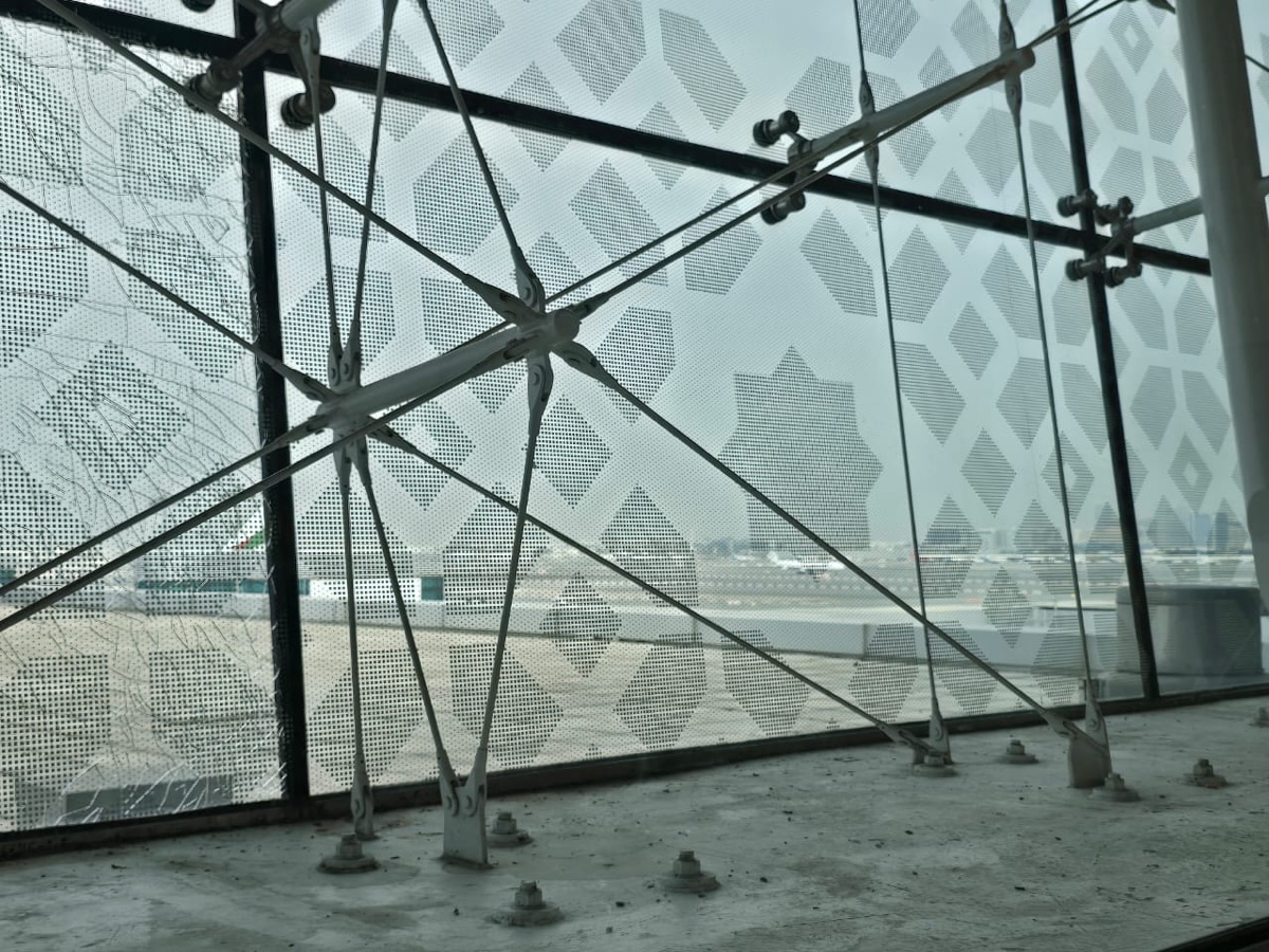 A large printed glass panel produced at Sun Studio Dubai