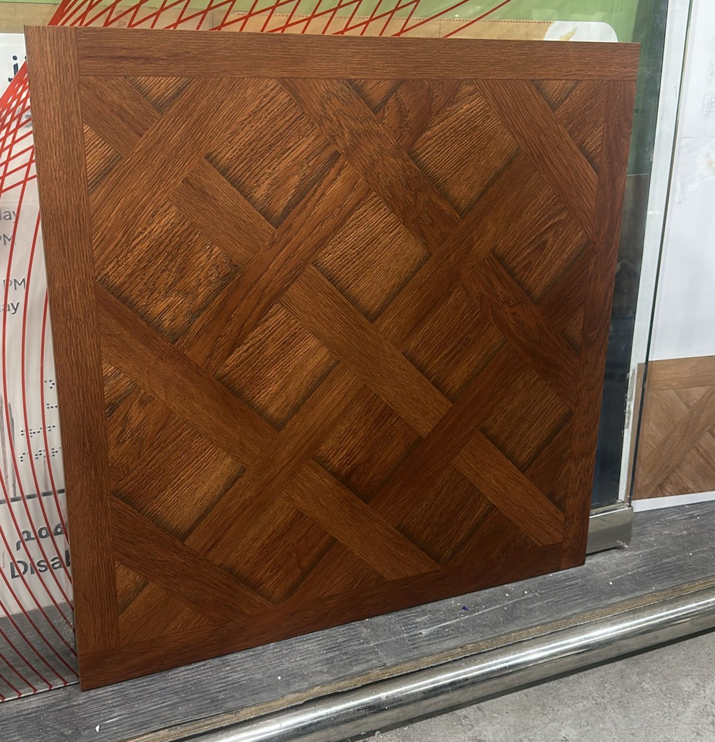 A custom printed hard-surface tile produced at Sun Studio Dubai