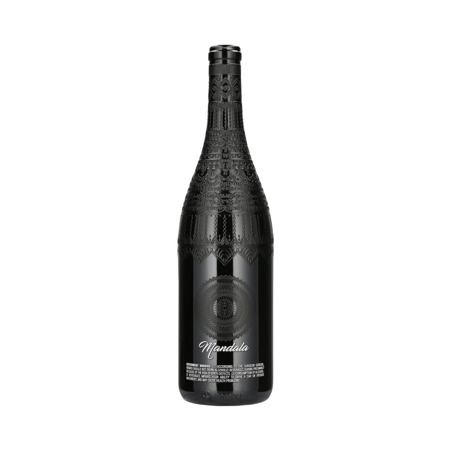 A glass bottle printed 360 degrees with a mandala design at Sun Studio Dubai